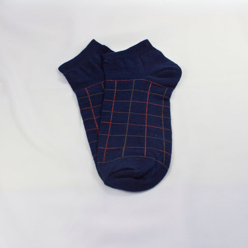 Colored Checked Ankle Socks Blue